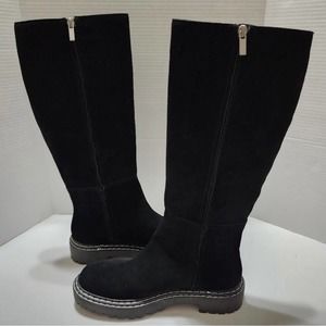 Splendid Amalia Knee High Lugged lug sole suede leather Boots in Black new!!